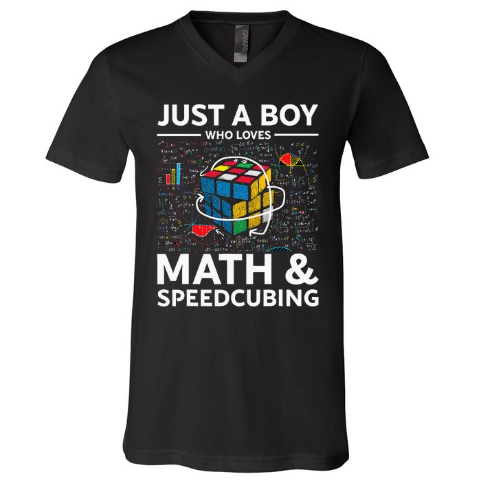 Just A  Who Loves Math And Speedcubing Funny Puzzle V-Neck T-Shirt