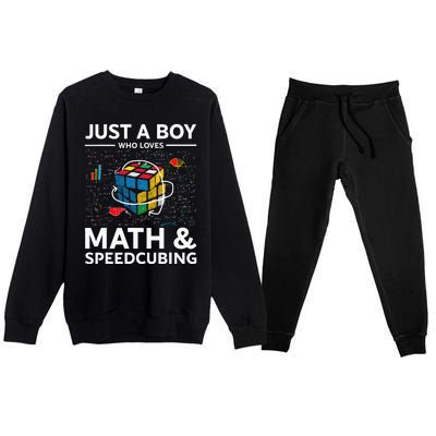 Just A  Who Loves Math And Speedcubing Funny Puzzle Premium Crewneck Sweatsuit Set