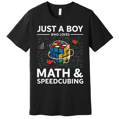 Just A  Who Loves Math And Speedcubing Funny Puzzle Premium T-Shirt