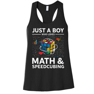 Just A  Who Loves Math And Speedcubing Funny Puzzle Women's Racerback Tank