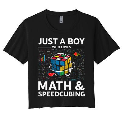 Just A  Who Loves Math And Speedcubing Funny Puzzle Women's Crop Top Tee