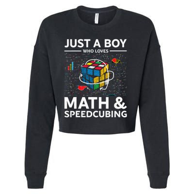 Just A  Who Loves Math And Speedcubing Funny Puzzle Cropped Pullover Crew