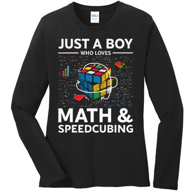 Just A  Who Loves Math And Speedcubing Funny Puzzle Ladies Long Sleeve Shirt