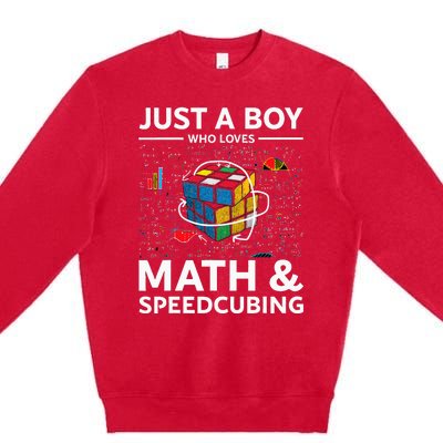 Just A  Who Loves Math And Speedcubing Funny Puzzle Premium Crewneck Sweatshirt