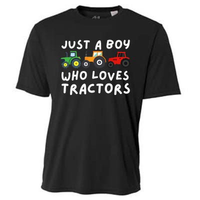 Just A Who Loves Tractors Farmer & Farming Gift Cooling Performance Crew T-Shirt