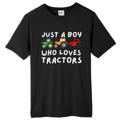 Just A Who Loves Tractors Farmer & Farming Gift Tall Fusion ChromaSoft Performance T-Shirt