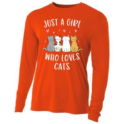 Just A Who Loves Cats Cute Cat Lover Meaningful Gift Cooling Performance Long Sleeve Crew