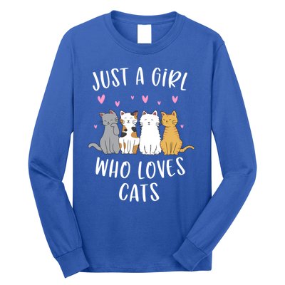 Just A Who Loves Cats Cute Cat Lover Meaningful Gift Long Sleeve Shirt