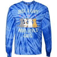 Just A Who Loves Cats Cute Cat Lover Meaningful Gift Tie-Dye Long Sleeve Shirt