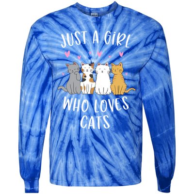 Just A Who Loves Cats Cute Cat Lover Meaningful Gift Tie-Dye Long Sleeve Shirt