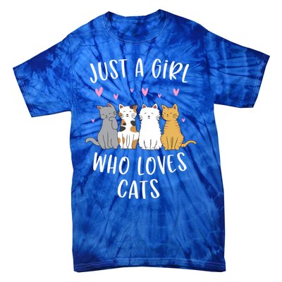 Just A Who Loves Cats Cute Cat Lover Meaningful Gift Tie-Dye T-Shirt