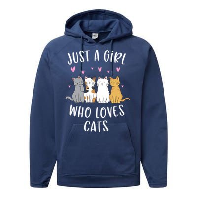 Just A Who Loves Cats Cute Cat Lover Meaningful Gift Performance Fleece Hoodie