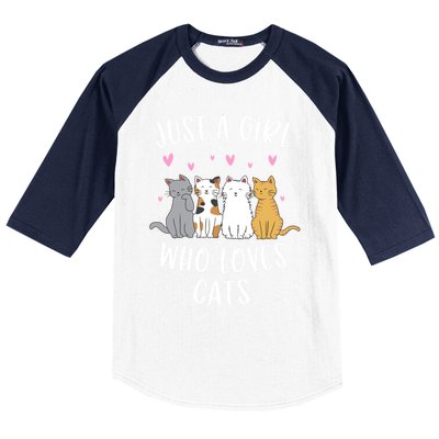 Just A Who Loves Cats Cute Cat Lover Meaningful Gift Baseball Sleeve Shirt