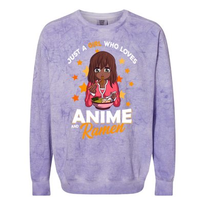 Just A Who Loves Anime And Ra Bowl Japanese Noodles Gift Colorblast Crewneck Sweatshirt