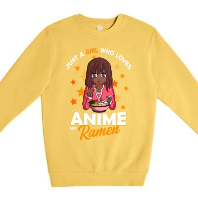 Just A Who Loves Anime And Ra Bowl Japanese Noodles Gift Premium Crewneck Sweatshirt