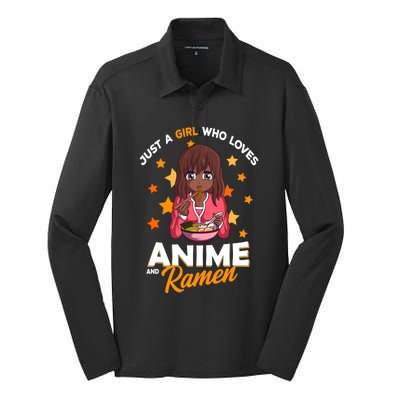 Just A Who Loves Anime And Ra Bowl Japanese Noodles Gift Silk Touch Performance Long Sleeve Polo