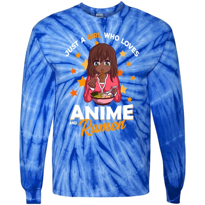 Just A Who Loves Anime And Ra Bowl Japanese Noodles Gift Tie-Dye Long Sleeve Shirt