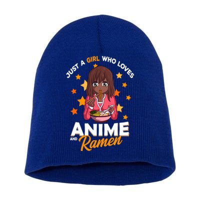 Just A Who Loves Anime And Ra Bowl Japanese Noodles Gift Short Acrylic Beanie