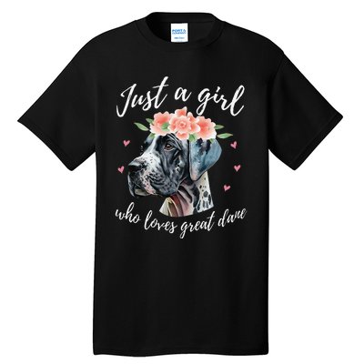 Just A Who Loves Great Danes Funny Great Dane Owner Tall T-Shirt