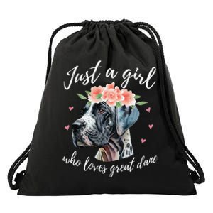 Just A Who Loves Great Danes Funny Great Dane Owner Drawstring Bag