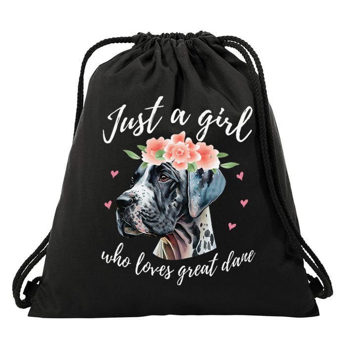 Just A Who Loves Great Danes Funny Great Dane Owner Drawstring Bag