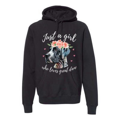 Just A Who Loves Great Danes Funny Great Dane Owner Premium Hoodie