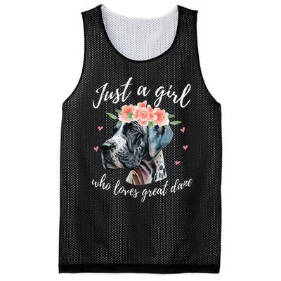 Just A Who Loves Great Danes Funny Great Dane Owner Mesh Reversible Basketball Jersey Tank