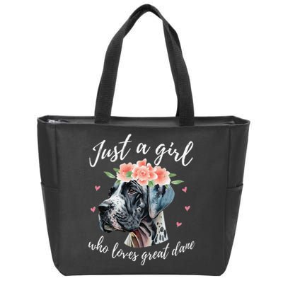 Just A Who Loves Great Danes Funny Great Dane Owner Zip Tote Bag