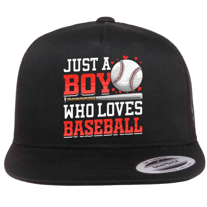 Just A Who Loves Baseball American Sport Flat Bill Trucker Hat