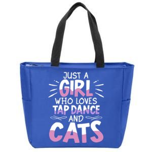 Just A Who Loves Tap Dance And Cats Tap Dancing Cute Gift Zip Tote Bag