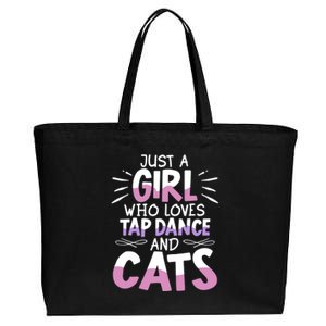 Just A Who Loves Tap Dance And Cats Tap Dancing Cute Gift Cotton Canvas Jumbo Tote