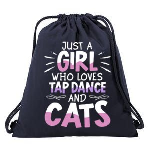 Just A Who Loves Tap Dance And Cats Tap Dancing Cute Gift Drawstring Bag