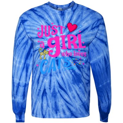 Just A Who Loves Cats Gift Tie-Dye Long Sleeve Shirt