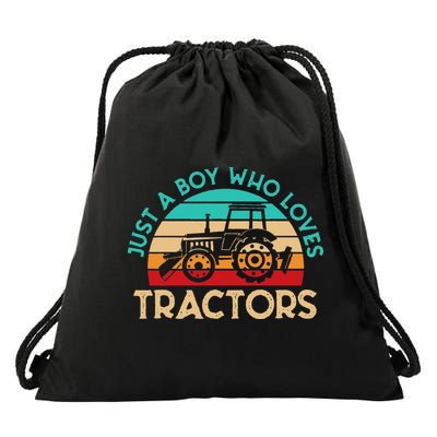 Just A Who Loves Tractors Farmer Drawstring Bag