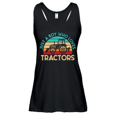 Just A Who Loves Tractors Farmer Ladies Essential Flowy Tank