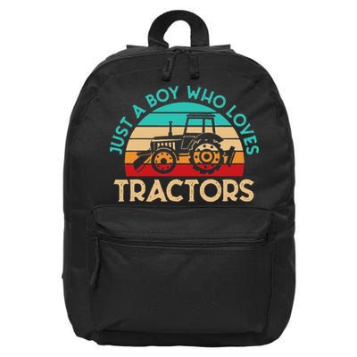 Just A Who Loves Tractors Farmer 16 in Basic Backpack