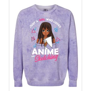 Just A Who Loves Anime And Sketching Anime Lover Cute Gift Colorblast Crewneck Sweatshirt