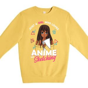 Just A Who Loves Anime And Sketching Anime Lover Cute Gift Premium Crewneck Sweatshirt