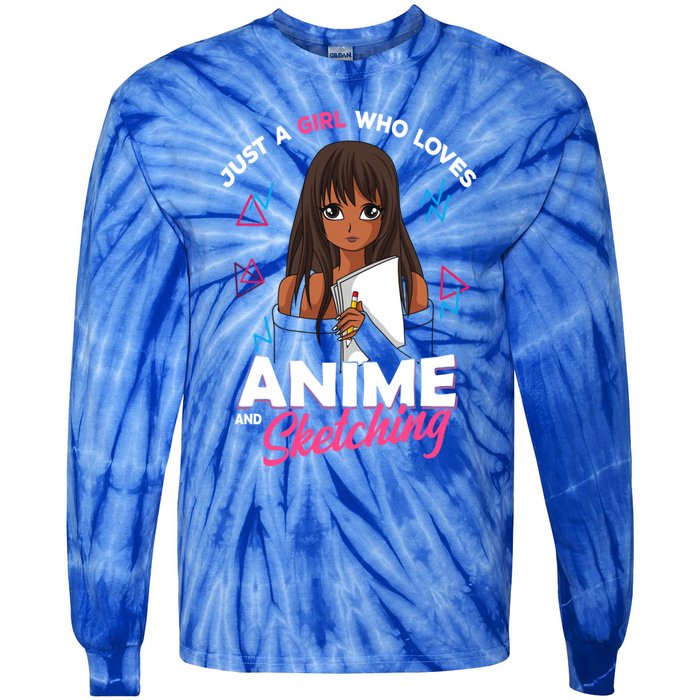 Just A Who Loves Anime And Sketching Anime Lover Cute Gift Tie-Dye Long Sleeve Shirt