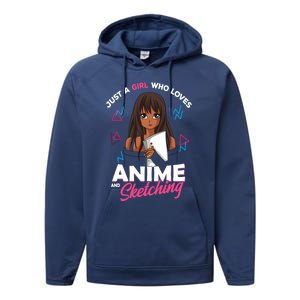 Just A Who Loves Anime And Sketching Anime Lover Cute Gift Performance Fleece Hoodie