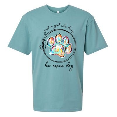 Just A Who Loves Her Rescue Dog Dad Dog Mom Gift Sueded Cloud Jersey T-Shirt