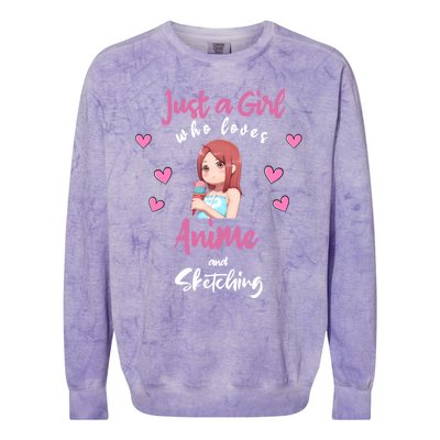 Just A Who Loves Anime Sketching And Anime Gift Colorblast Crewneck Sweatshirt