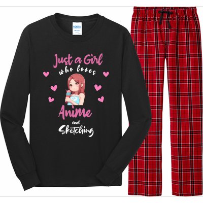 Just A Who Loves Anime Sketching And Anime Gift Long Sleeve Pajama Set