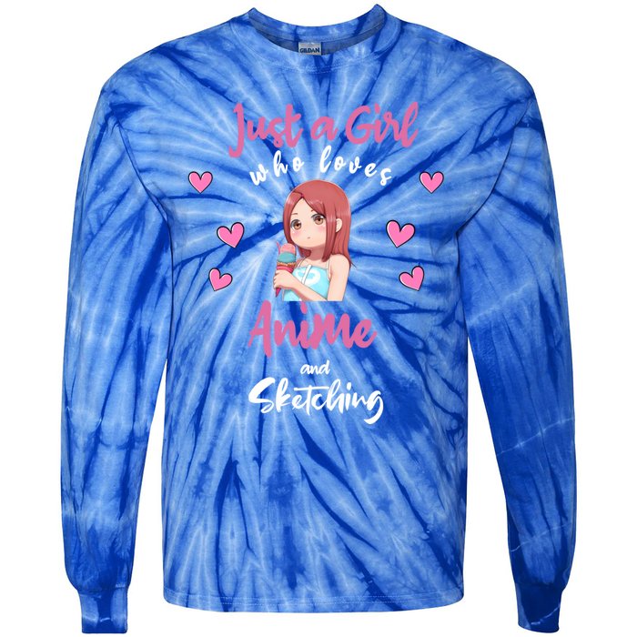 Just A Who Loves Anime Sketching And Anime Gift Tie-Dye Long Sleeve Shirt