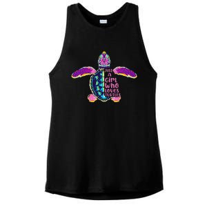 Just A Who Loves Sea Turtles Ladies PosiCharge Tri-Blend Wicking Tank