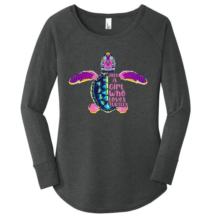 Just A Who Loves Sea Turtles Women's Perfect Tri Tunic Long Sleeve Shirt