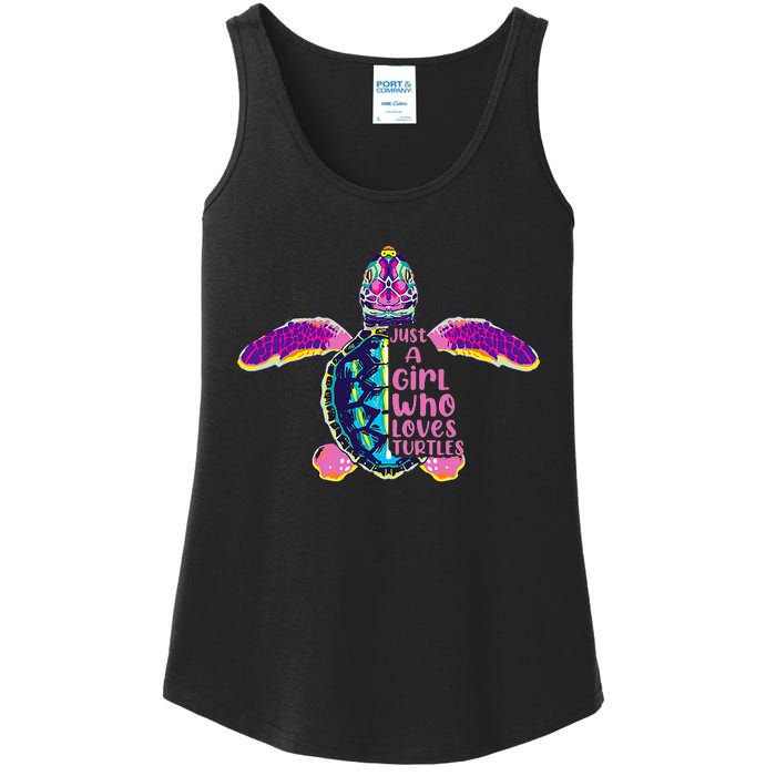 Just A Who Loves Sea Turtles Ladies Essential Tank