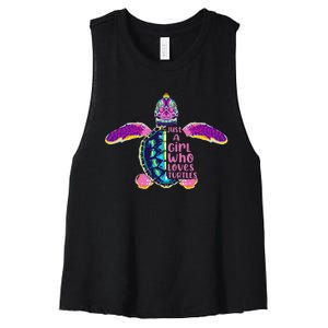 Just A Who Loves Sea Turtles Women's Racerback Cropped Tank