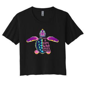 Just A Who Loves Sea Turtles Women's Crop Top Tee