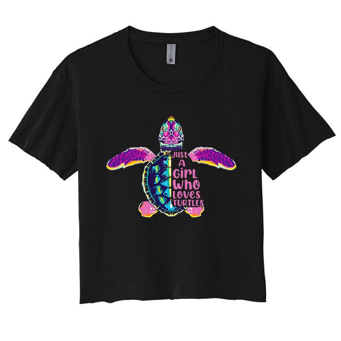 Just A Who Loves Sea Turtles Women's Crop Top Tee